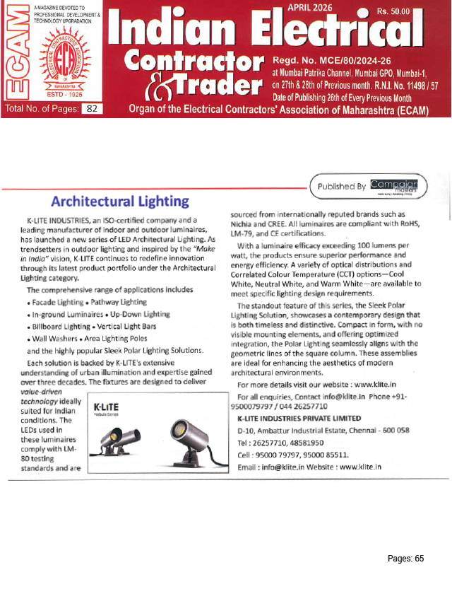 Indian Electrical Contractor & Trader - April - 2026